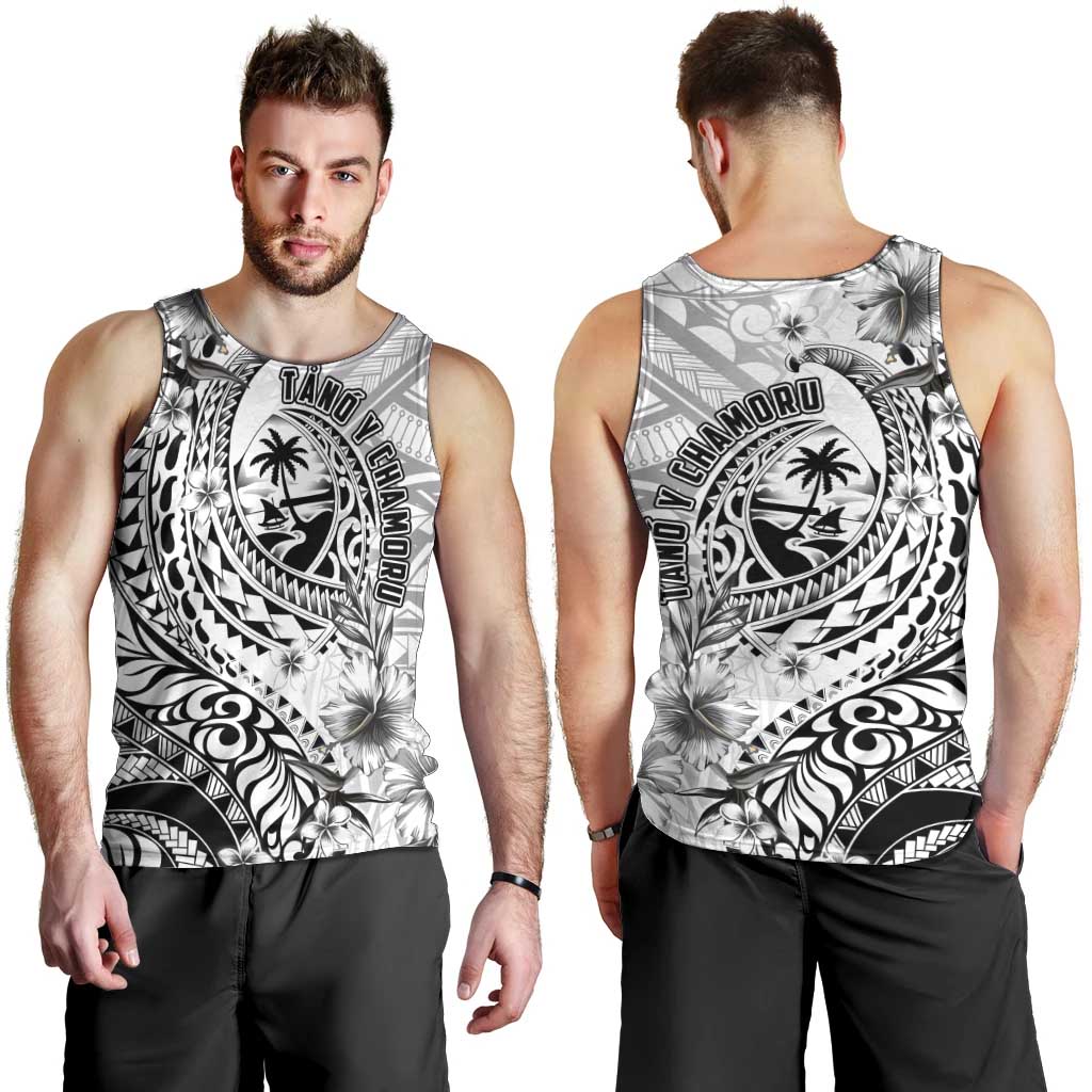 Guam-Land of the Chamorro Men Tank Top Polynesian Tattoo Style Hibiscus and Plumeria Art LT03 - Polynesian Pride