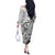 Guam-Land of the Chamorro Off The Shoulder Long Sleeve Dress Polynesian Tattoo Style Hibiscus and Plumeria Art