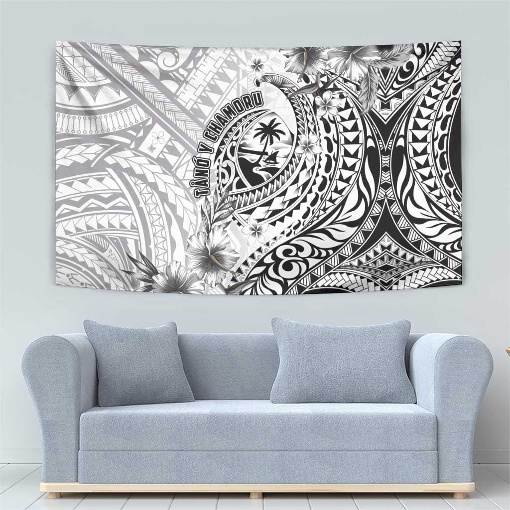 Guam-Land of the Chamorro Tapestry Polynesian Tattoo Style Hibiscus and Plumeria Art