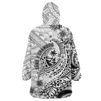 Guam-Land of the Chamorro Wearable Blanket Hoodie Polynesian Tattoo Style Hibiscus and Plumeria Art