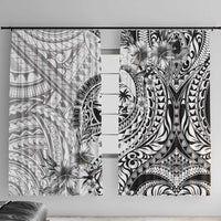 Guam-Land of the Chamorro Window Curtain Polynesian Tattoo Style Hibiscus and Plumeria Art