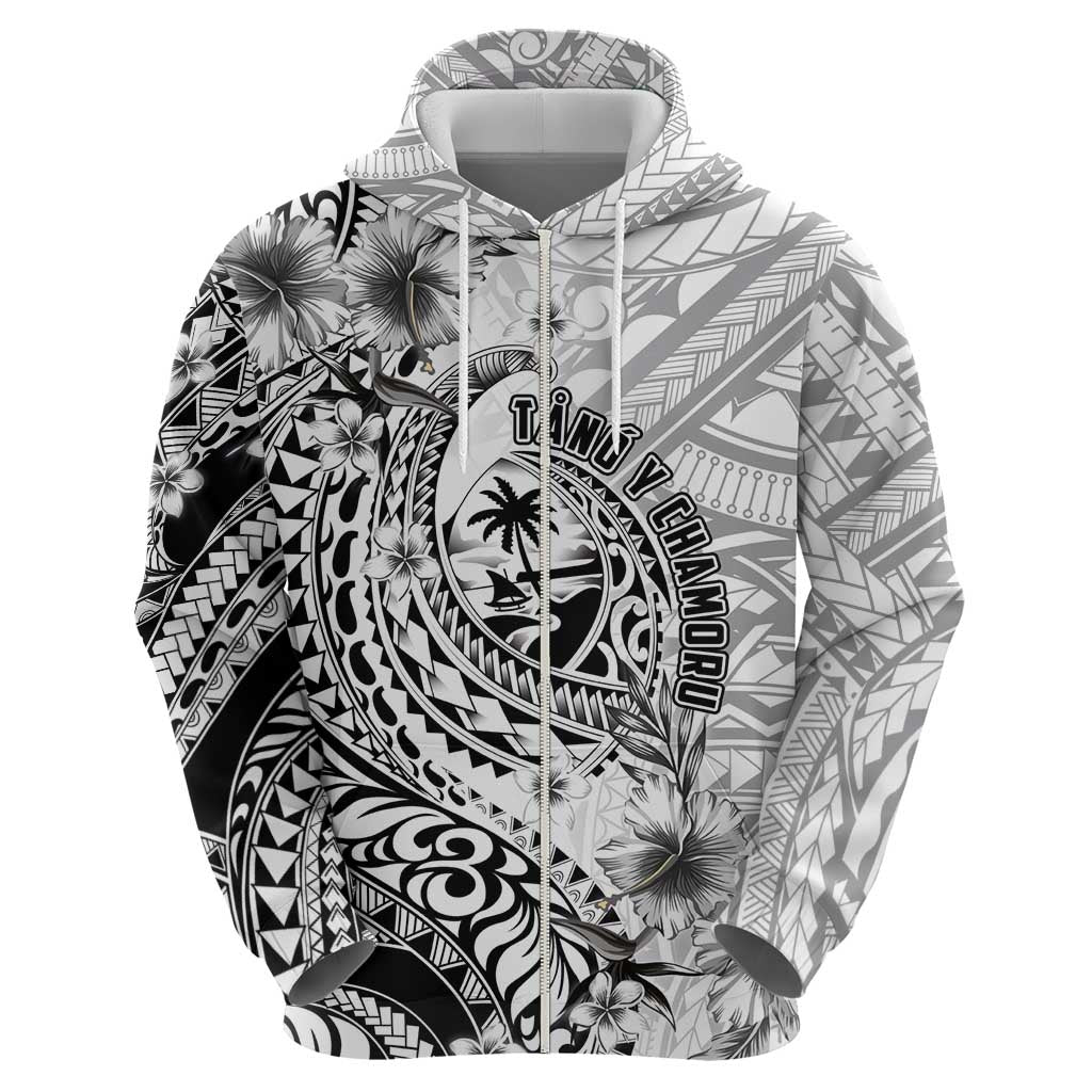 Guam-Land of the Chamorro Zip Hoodie Polynesian Tattoo Style Hibiscus and Plumeria Art LT03 - Polynesian Pride