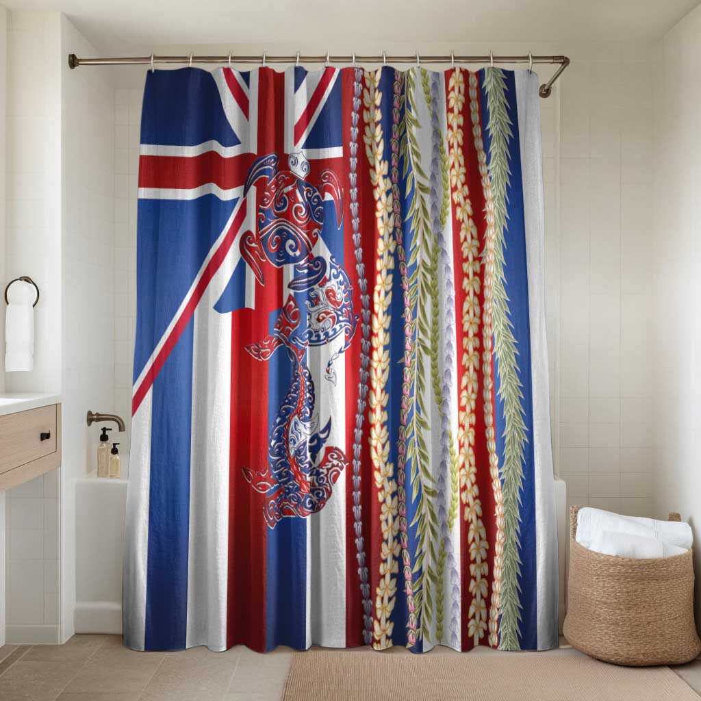 Hawaiian Sea Animals Bathroom Set with Lei and Flag Style