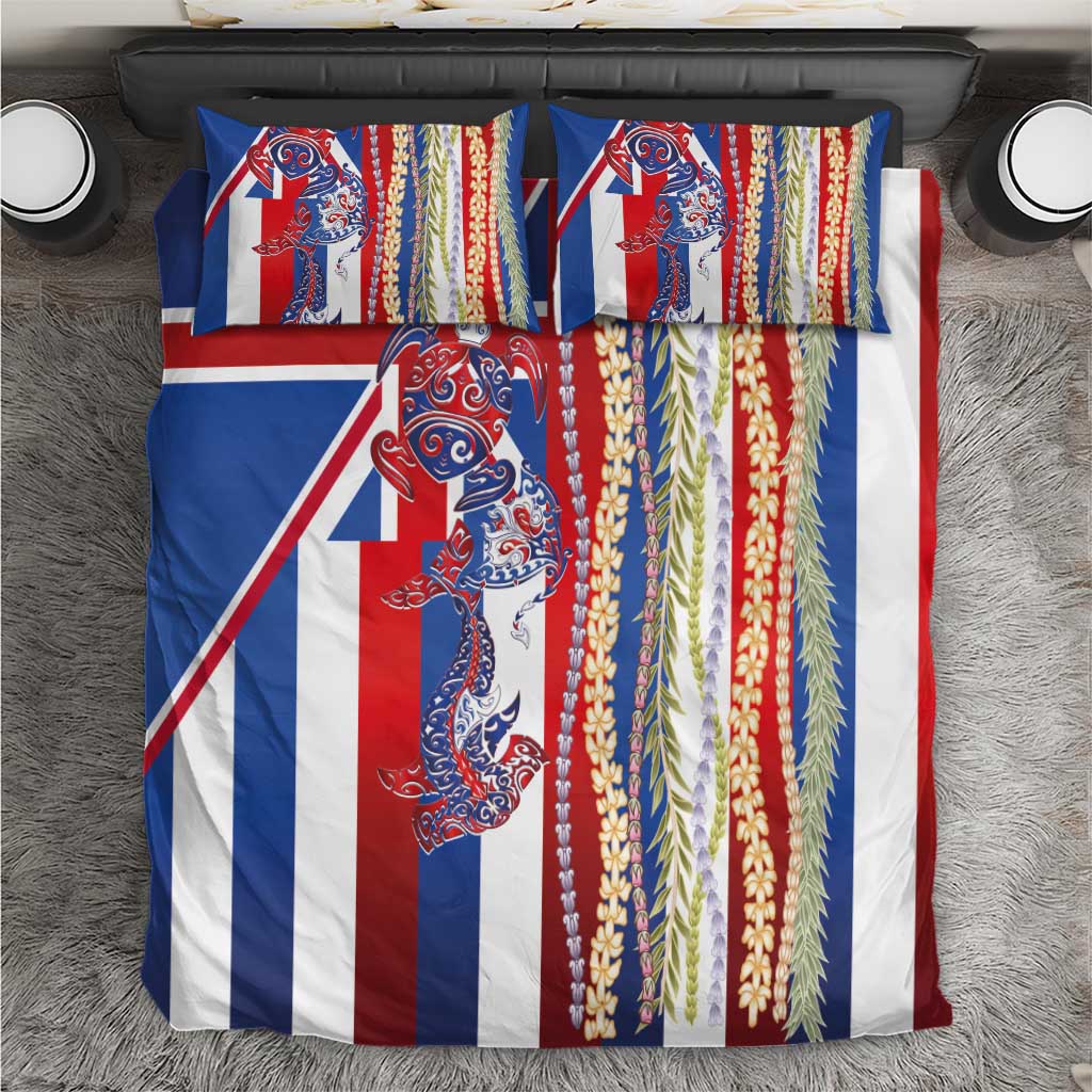 Hawaiian Sea Animals Bedding Set with Lei and Flag Style