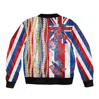 Hawaiian Sea Animals Bomber Jacket with Lei and Flag Style