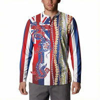 Hawaiian Sea Animals Button Sweatshirt with Lei and Flag Style