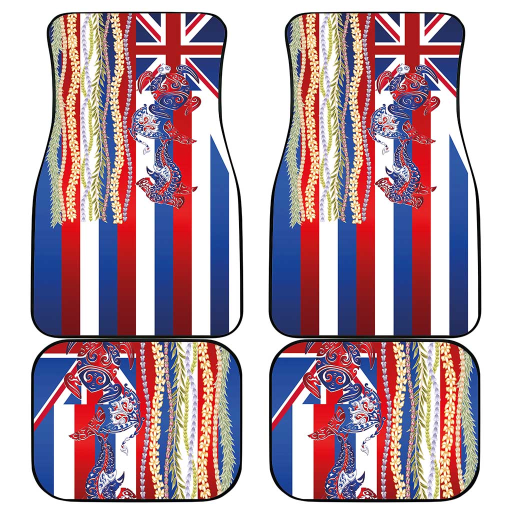 Hawaiian Sea Animals Car Mats with Lei and Flag Style