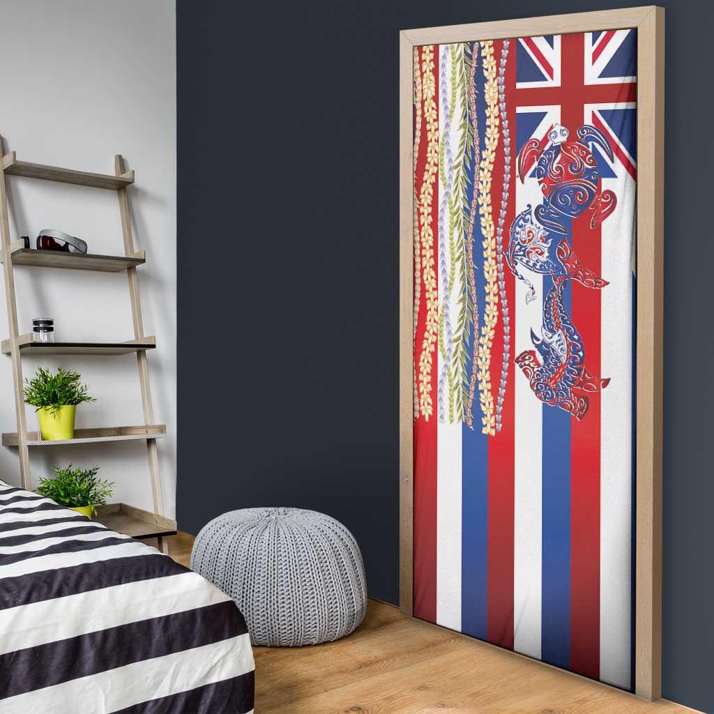 Hawaiian Sea Animals Door Cover with Lei and Flag Style
