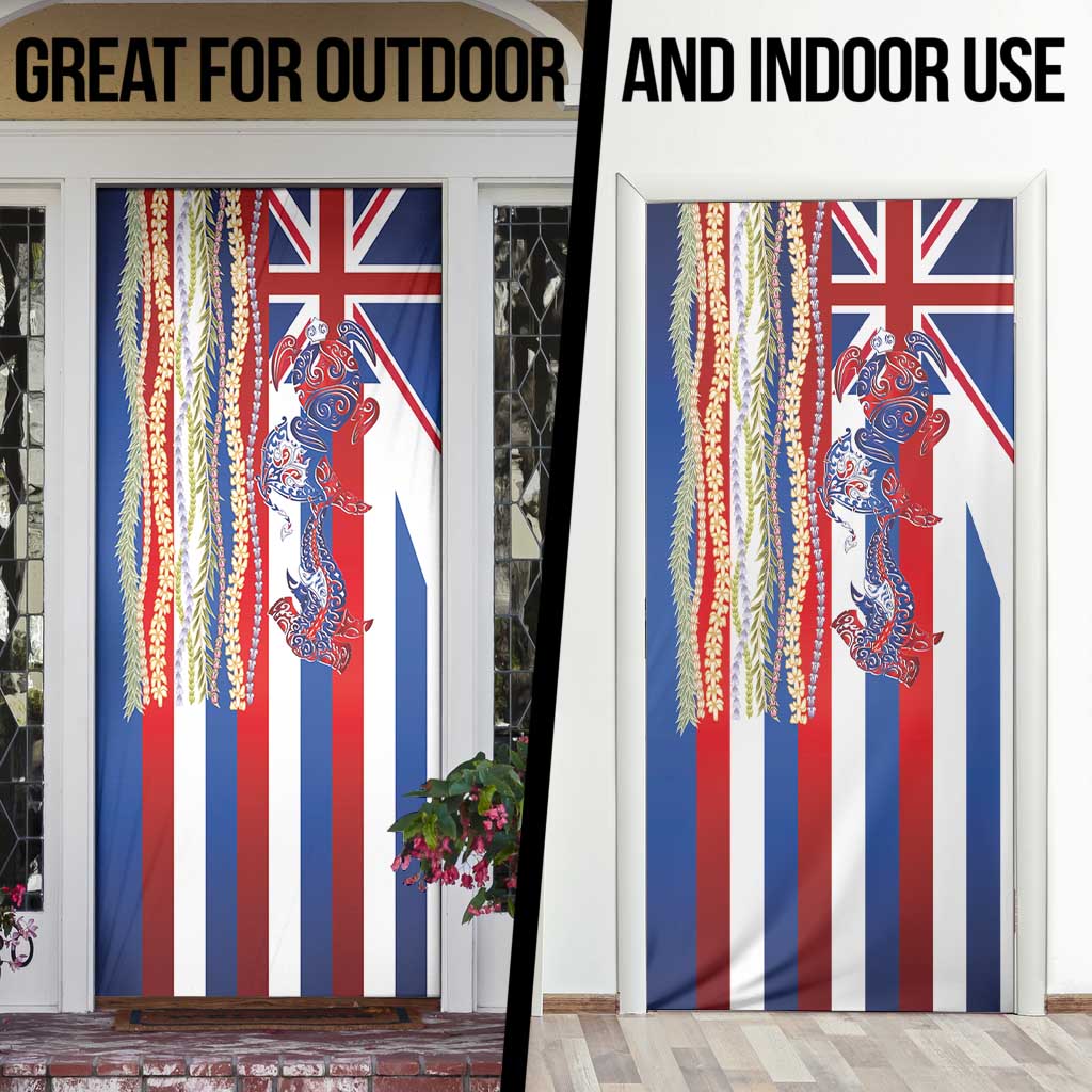 Hawaiian Sea Animals Door Cover with Lei and Flag Style