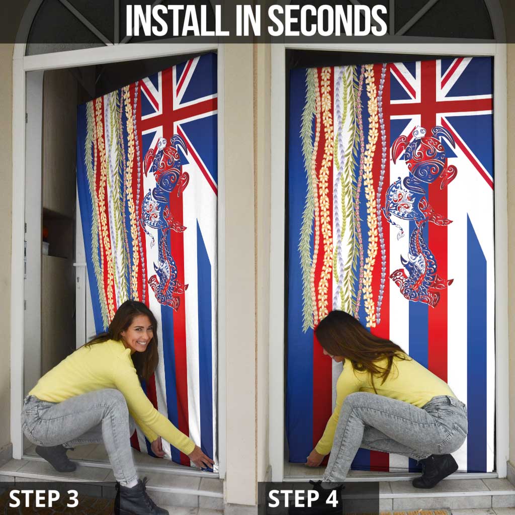 Hawaiian Sea Animals Door Cover with Lei and Flag Style