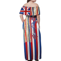 Hawaiian Sea Animals Family Matching Off Shoulder Maxi Dress and Hawaiian Shirt with Lei and Flag Style LT03 - Polynesian Pride