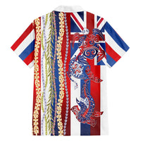 Hawaiian Sea Animals Family Matching Off Shoulder Short Dress and Hawaiian Shirt with Lei and Flag Style LT03 - Polynesian Pride