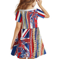 Hawaiian Sea Animals Family Matching Short Sleeve Bodycon Dress and Hawaiian Shirt with Lei and Flag Style LT03 - Polynesian Pride