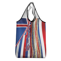 Hawaiian Sea Animals Grocery Bag with Lei and Flag Style