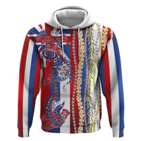Hawaiian Sea Animals Hoodie with Lei and Flag Style