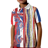 Hawaiian Sea Animals Kid Polo Shirt with Lei and Flag Style