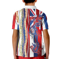 Hawaiian Sea Animals Kid Polo Shirt with Lei and Flag Style