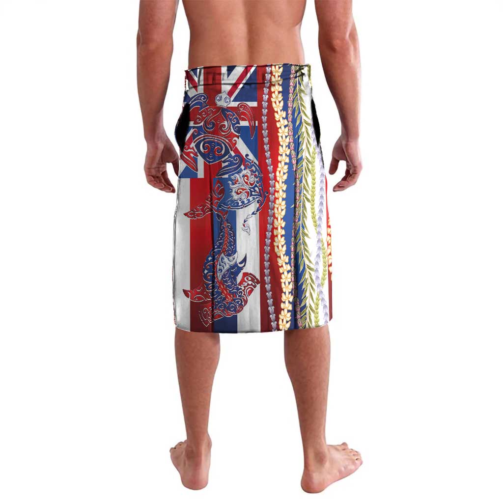 Hawaiian Sea Animals Lavalava with Lei and Flag Style