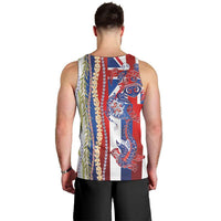 Hawaiian Sea Animals Men Tank Top with Lei and Flag Style