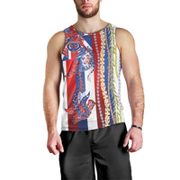 Hawaiian Sea Animals Men Tank Top with Lei and Flag Style