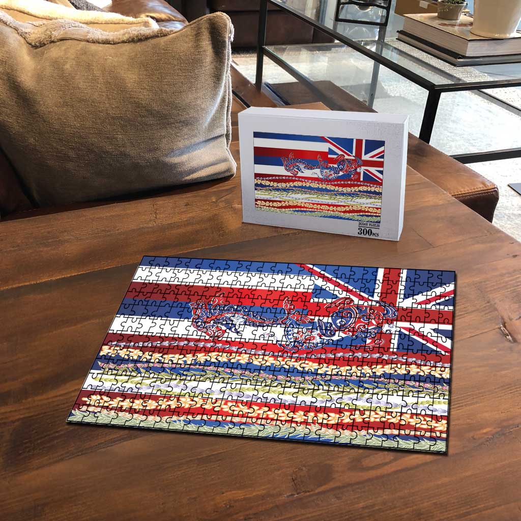 Hawaiian Sea Animals Puzzle with Lei and Flag Style