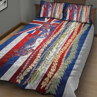 Hawaiian Sea Animals Quilt Bed Set with Lei and Flag Style