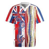 Hawaiian Sea Animals Rugby Jersey with Lei and Flag Style