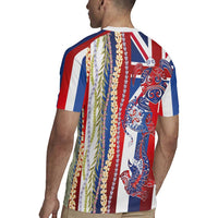 Hawaiian Sea Animals Rugby Jersey with Lei and Flag Style