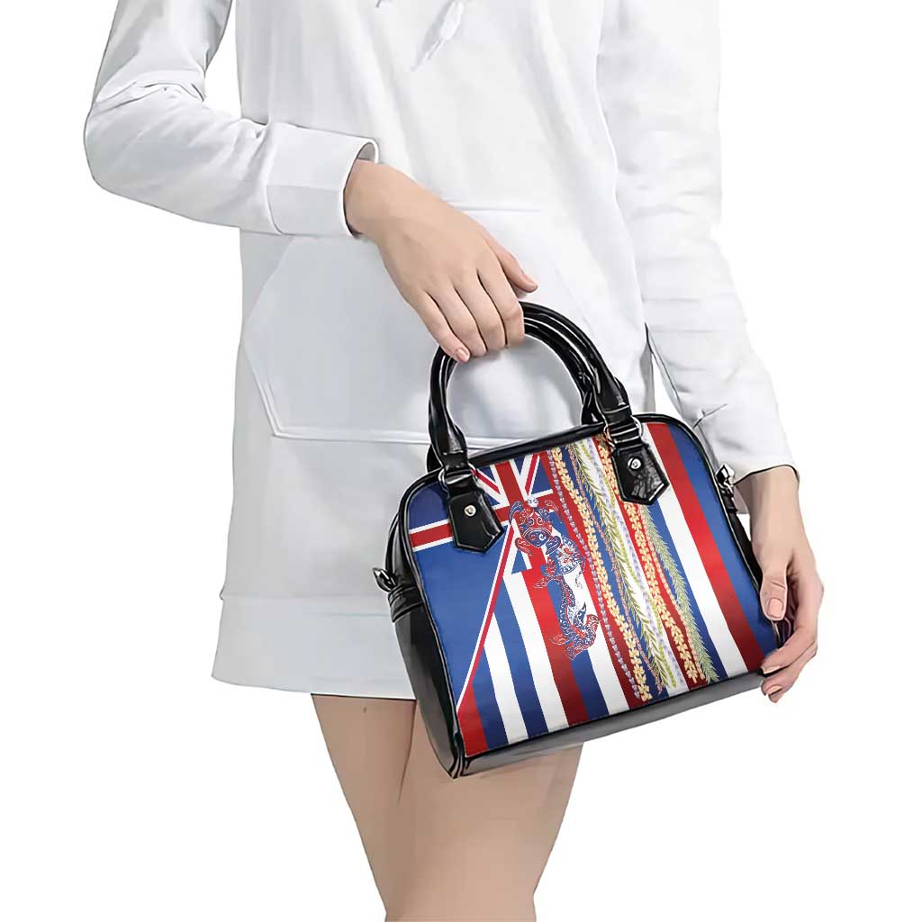 Hawaiian Sea Animals Shoulder Handbag with Lei and Flag Style