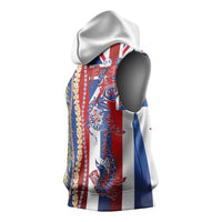 Hawaiian Sea Animals Sleeveless Hoodie with Lei and Flag Style