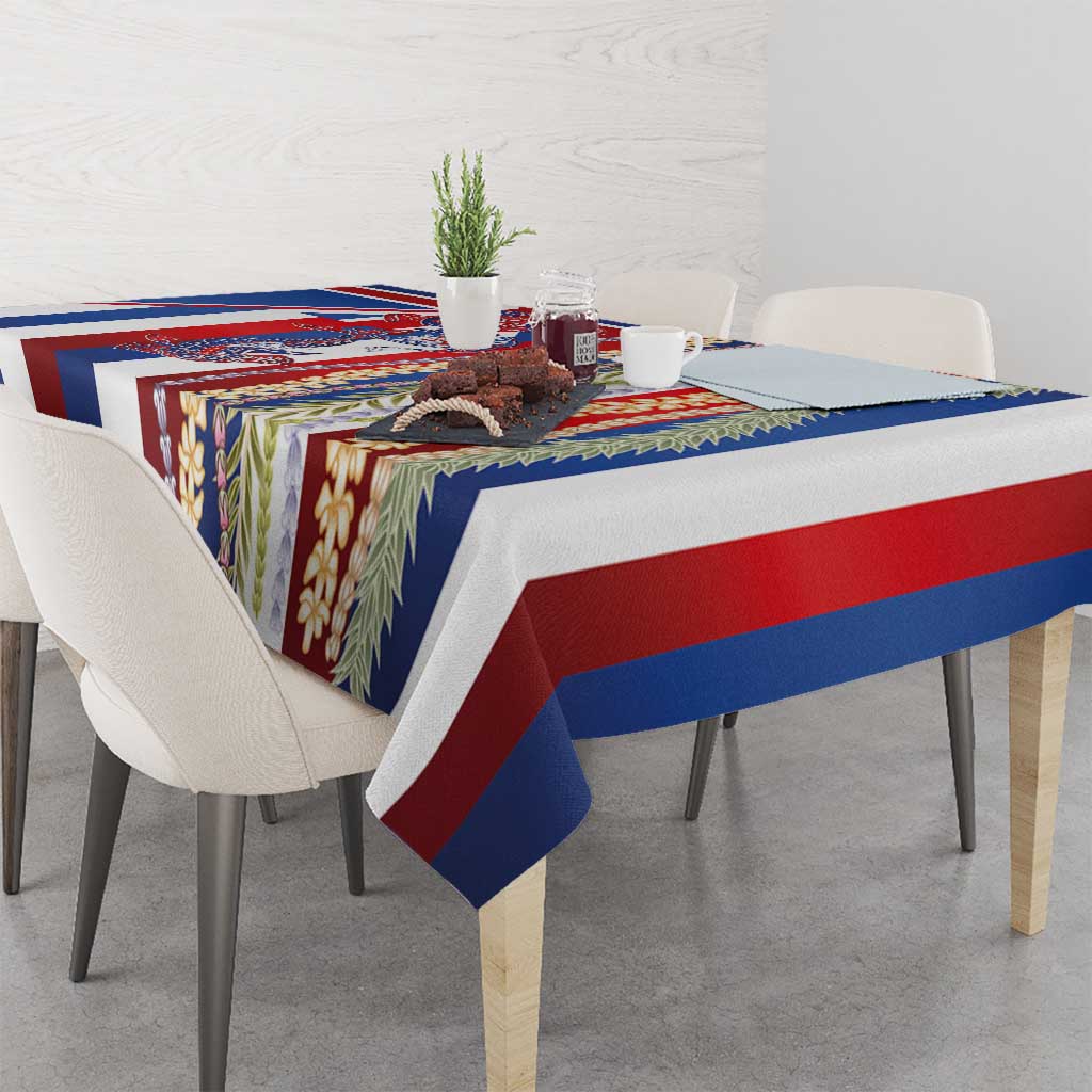 Hawaiian Sea Animals Tablecloth with Lei and Flag Style