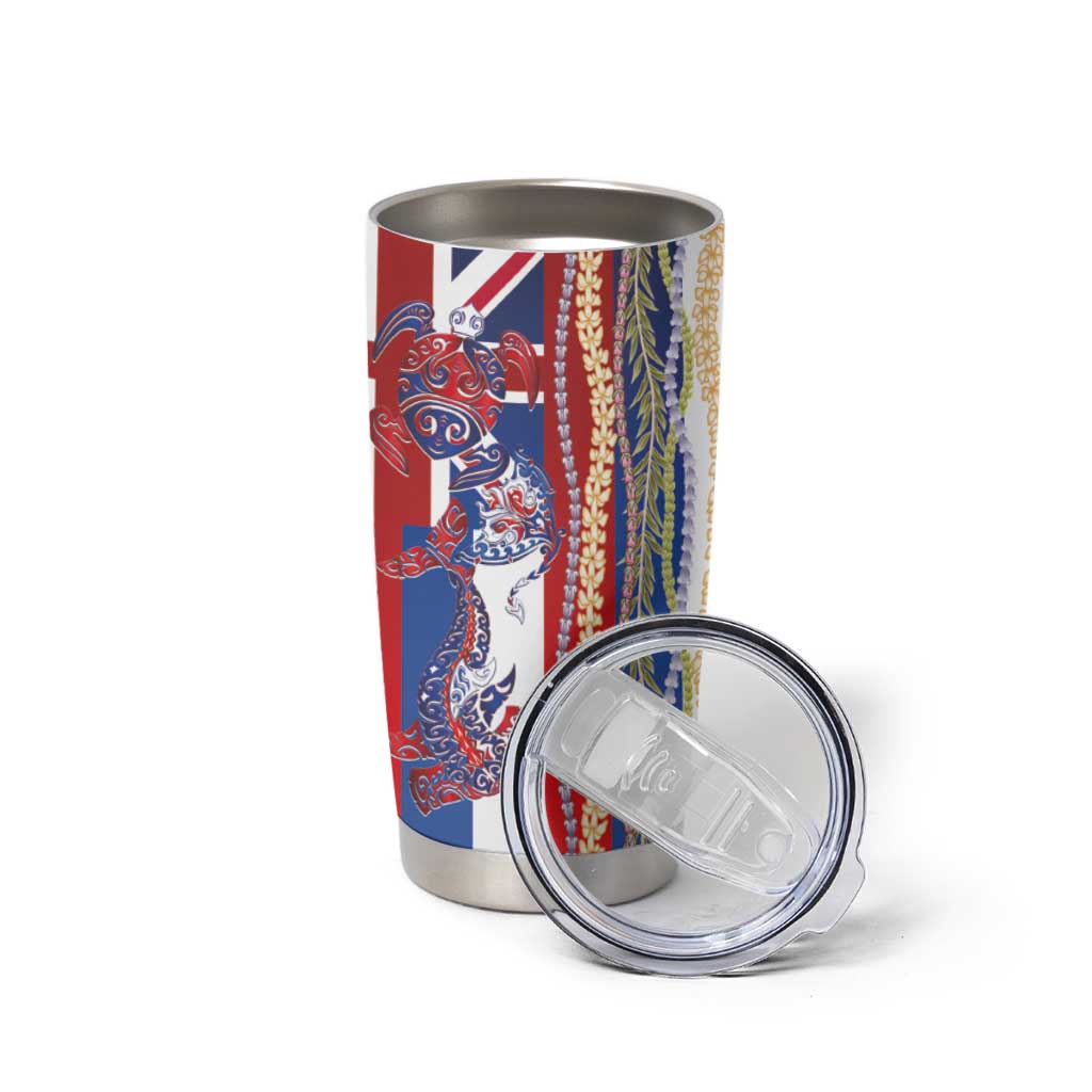 Hawaiian Sea Animals Tumbler Cup with Lei and Flag Style