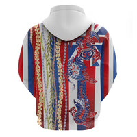 Hawaiian Sea Animals Zip Hoodie with Lei and Flag Style