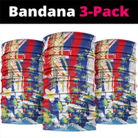 Hawaiian Sea Turtles and Plumeria Neck Gaiter with Lei and Flag Grunge Style