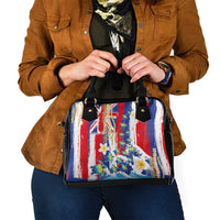 Hawaiian Sea Turtles and Plumeria Shoulder Handbag with Lei and Flag Grunge Style