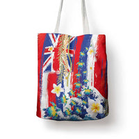 Hawaiian Sea Turtles and Plumeria Tote Bag with Lei and Flag Grunge Style