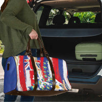 Hawaiian Sea Turtles and Plumeria Travel Bag with Lei and Flag Grunge Style