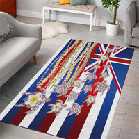 Hawaiian Polynesian Tribal Turtles Area Rug with Lei and Flag Style