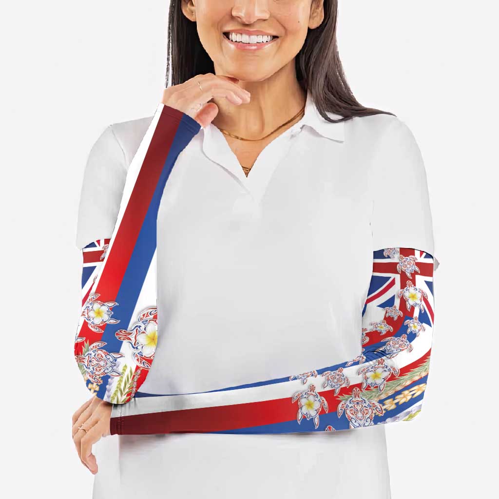 Hawaiian Polynesian Tribal Turtles Arm Sleeves with Lei and Flag Style