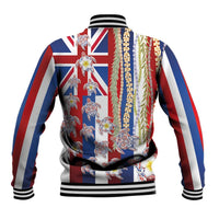 Hawaiian Polynesian Tribal Turtles Baseball Jacket with Lei and Flag Style