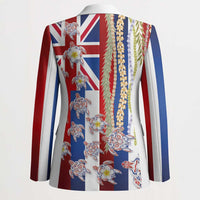 Hawaiian Polynesian Tribal Turtles Blazer with Lei and Flag Style