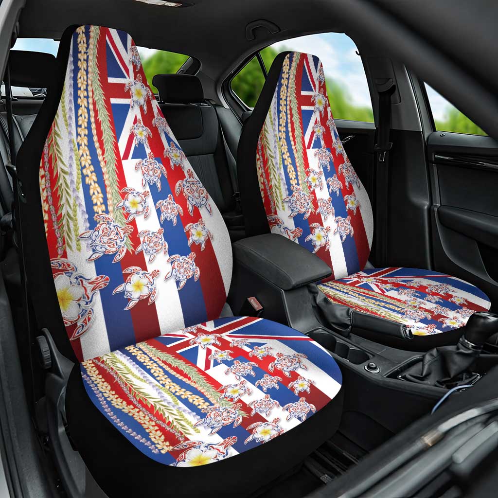 Hawaiian Polynesian Tribal Turtles Car Seat Cover with Lei and Flag Style