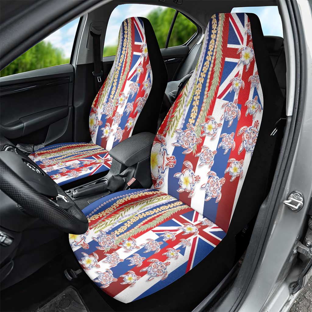 Hawaiian Polynesian Tribal Turtles Car Seat Cover with Lei and Flag Style
