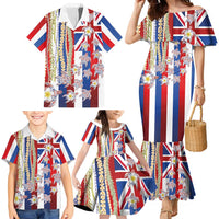 Hawaiian Polynesian Tribal Turtles Family Matching Mermaid Dress and Hawaiian Shirt with Lei and Flag Style LT03 - Polynesian Pride