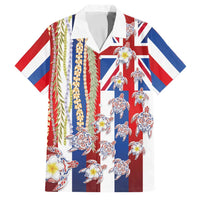 Hawaiian Polynesian Tribal Turtles Family Matching Mermaid Dress and Hawaiian Shirt with Lei and Flag Style LT03 Dad's Shirt - Short Sleeve Multicolor - Polynesian Pride
