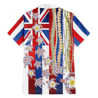 Hawaiian Polynesian Tribal Turtles Family Matching Off Shoulder Short Dress and Hawaiian Shirt with Lei and Flag Style LT03 - Polynesian Pride