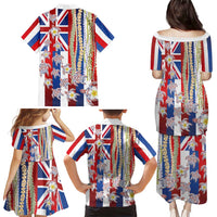 Hawaiian Polynesian Tribal Turtles Family Matching Puletasi and Hawaiian Shirt with Lei and Flag Style LT03 - Polynesian Pride