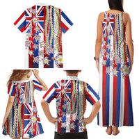 Hawaiian Polynesian Tribal Turtles Family Matching Tank Maxi Dress and Hawaiian Shirt with Lei and Flag Style LT03 - Polynesian Pride