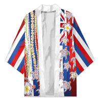 Hawaiian Polynesian Tribal Turtles Kimono with Lei and Flag Style