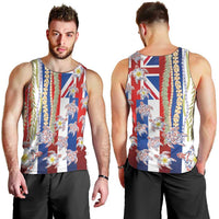 Hawaiian Polynesian Tribal Turtles Men Tank Top with Lei and Flag Style